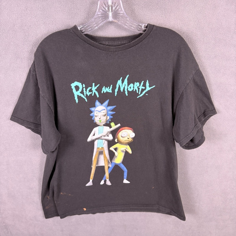 RARE Original Rick And Morty Black T-Shirt Mens Size XL TV Show Faded